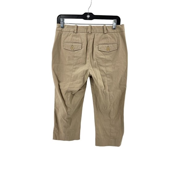 Talbots Petites Women's Flat Front Chino Khaki Crop Pants Back Leg Seam Size 2P - Picture 3 of 14